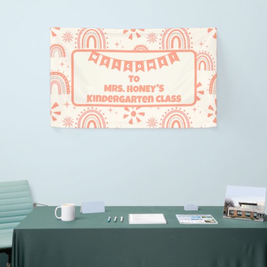 Terug naar School Classroom Teacher Boho Retro Spandoek (Beurs)