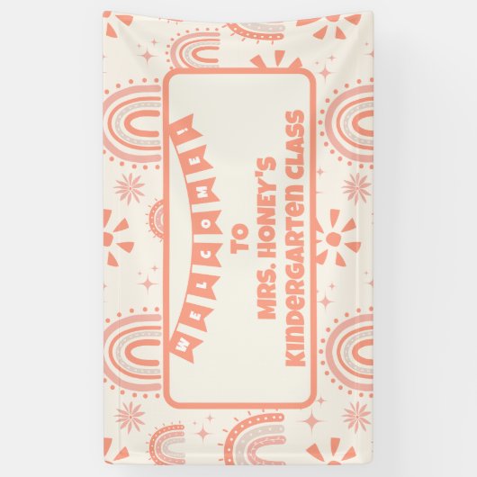 Terug naar School Classroom Teacher Boho Retro Spandoek (Verticaal)