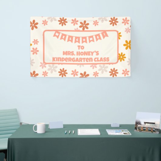 Terug naar School Classroom Teacher Boho Retro Spandoek (Beurs)