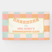 Terug naar School Classroom Teacher Groovy Retro Spandoek (Horizontaal)