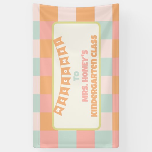 Terug naar School Classroom Teacher Groovy Retro Spandoek (Verticaal)