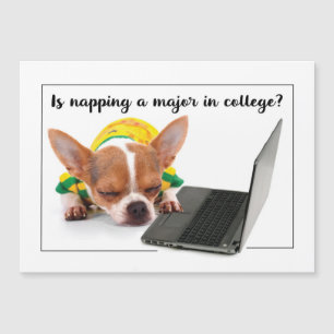 Terug naar School College Funny Napping Dog op lap