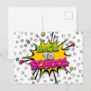 Terug naar School Comic Pop Art Briefkaart