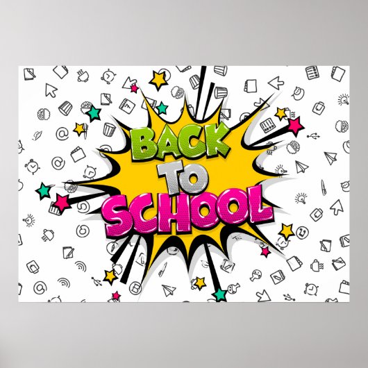 Terug naar school Comic Pop Art Poster (Voorkant)