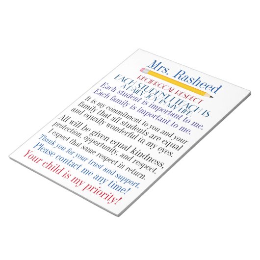 Terug naar School Commitment to Parents Notitieblok (Schuin)