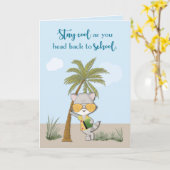 Terug naar School Cool Funny Raccoon in Zonnebril Kaart (Gele Bloem)