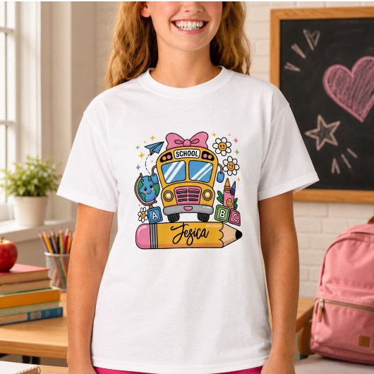 Terug naar school Coquette aangepaste naam T-shirt
