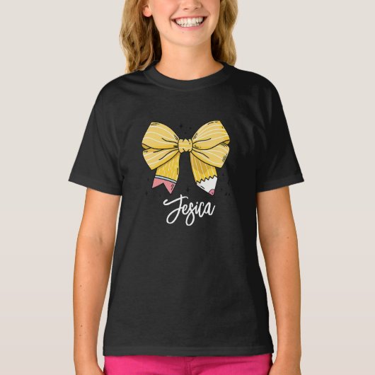 Terug naar School Coquette Custom Name T-shirt (Voorkant)