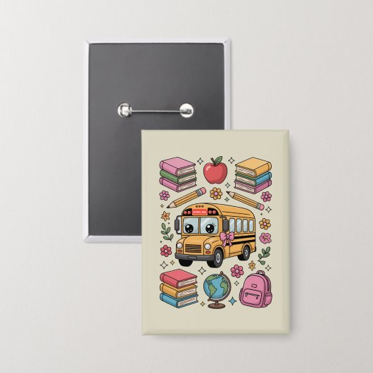 Terug naar school Coquette leraar kleuterschool Pr Button (Voorkant / Achterkant)