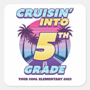 Terug naar school cruisen 5e leerjaar vierkante sticker