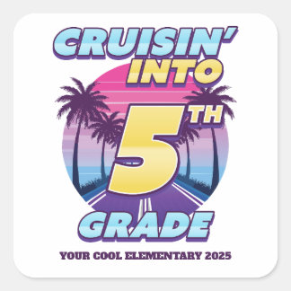 Terug naar school cruisen 5e leerjaar vierkante sticker