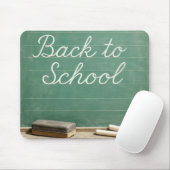 Terug naar school Cursieve tekst op groen schoolbo Muismat (Met muis)