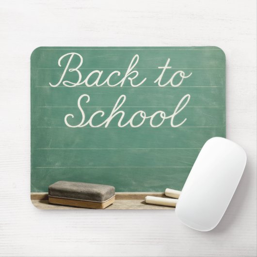 Terug naar school Cursieve tekst op groen schoolbo Muismat (Met muis)