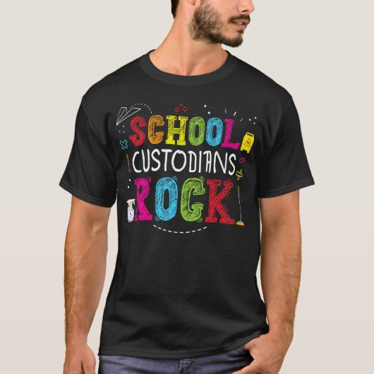 Terug naar school Custodians Rock Cool Janitor Man T-shirt (Voorkant)