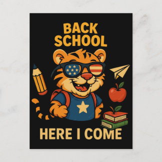 Terug naar school, daar kom ik! Knuffel Tijger Feestdagenkaart