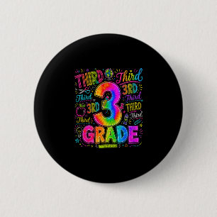 Terug naar school derde 3e graad kleurrijke school ronde button 5,7 cm