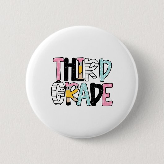Terug naar school derde klas leraar eerste dag van ronde button 5,7 cm (Voorkant)
