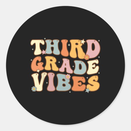 Terug naar school Derde klas Vibes Leraar W Ronde Sticker (Voorkant)