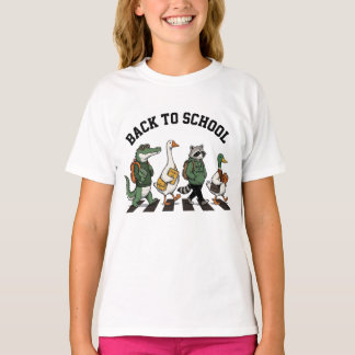 Terug naar school Dierenvrienden die de weg overst T-shirt