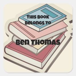 Terug naar school Dit boek is van naam kind Vierkante Sticker