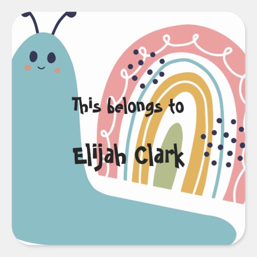 Terug naar school Dit hoort bij Happy Rainbow Snai Vierkante Sticker (Voorkant)
