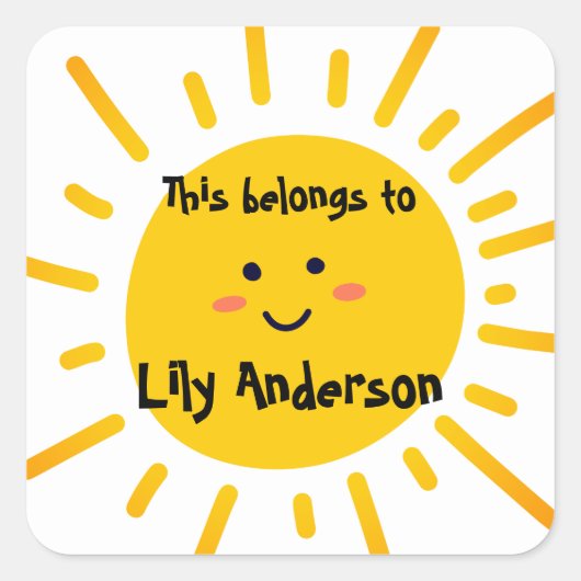 Terug naar school | Dit hoort bij Happy Sunshine Vierkante Sticker (Voorkant)