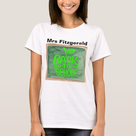 Terug naar School Docenten schoolbord Groene Appel T-shirt (Voorkant)