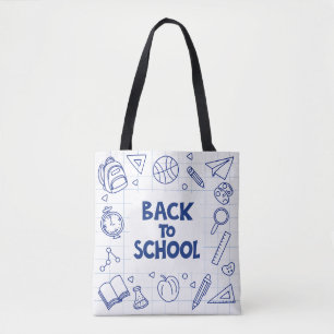 Terug naar School Doodle Canvas tas