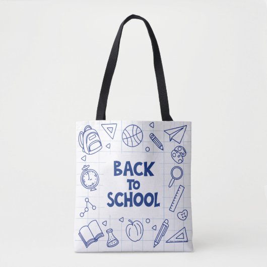 Terug naar School Doodle Canvas tas (Voorkant)