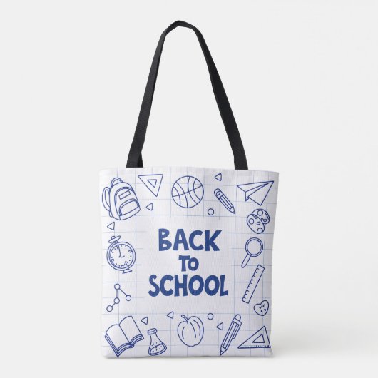 Terug naar School Doodle Canvas tas (Achterkant)
