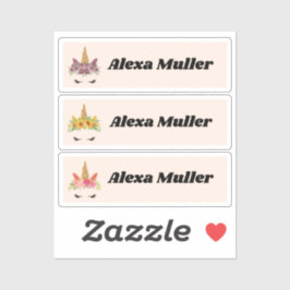 Terug naar School Drie Schattigee Eenhoorn Naam St Sticker