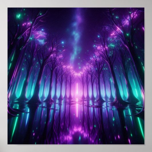 Terug naar school droom Aurora Neon Woud Poster (Voorkant)