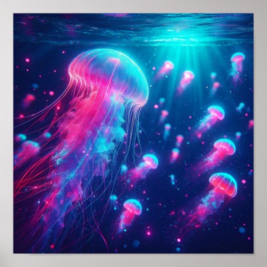 Terug naar school droom neon kwallen drift poster (Voorkant)