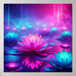 Terug naar school Droomachtige Neon Lotus Gloed Poster