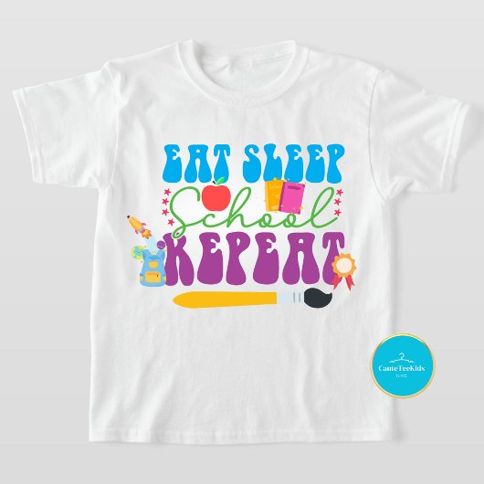 Terug naar school Eat Sleep School Herhaal T-shirt