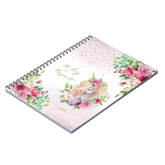 Terug naar School Eenhoorn Magisch Schepsel Meisje Notitieboek (Linkerzijde)