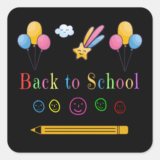 Terug naar school eerste dag basisgeschenk vierkante sticker (Voorkant)