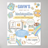 Terug naar school eerste dag bord teken poster (Voorkant)