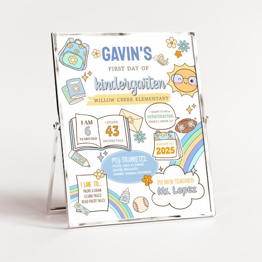 Terug naar school eerste dag bord teken poster