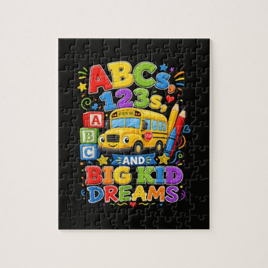 Terug naar school eerste dag grote kind dromen legpuzzel (Verticaal)