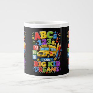 Terug naar school eerste dag grote kind dromen sch koffiekop