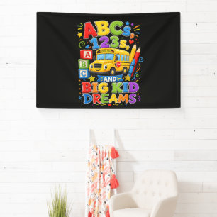 Terug naar school eerste dag grote kind dromen spandoek