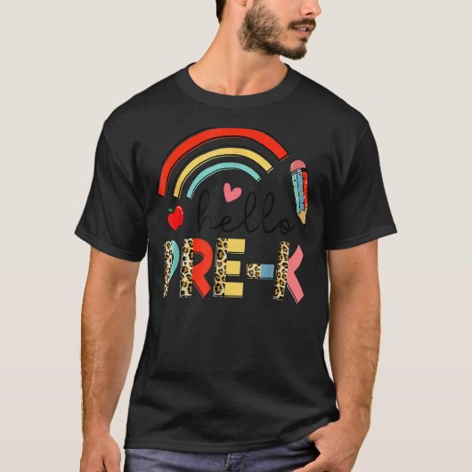 Terug naar school Eerste dag Hallo Pre K Leopard R T-shirt (Voorkant)