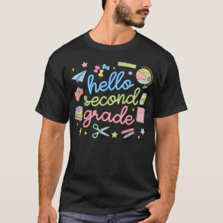 Terug naar school eerste dag hallo tweede 2e klas t-shirt