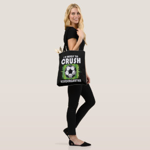 Terug naar school eerste dag kleuterschool voetbal tote bag