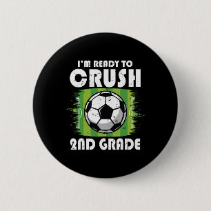 Terug naar school eerste dag van de 2e klas voetba ronde button 5,7 cm