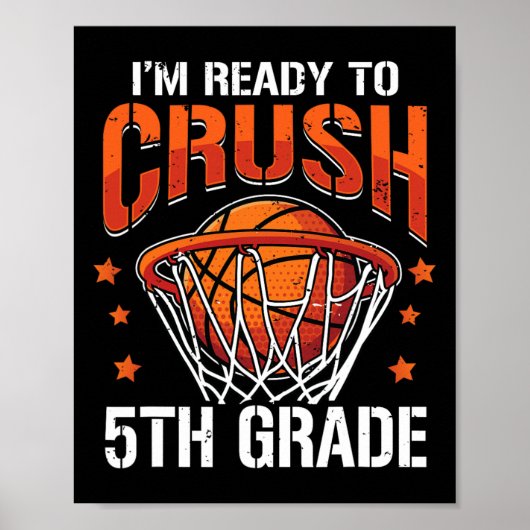 Terug naar school Eerste dag van de 5e klas basket Poster (Voorkant)