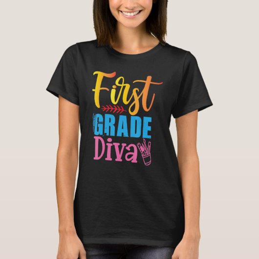 Terug naar school eerste graad diva eerste dag sch t-shirt (Voorkant)