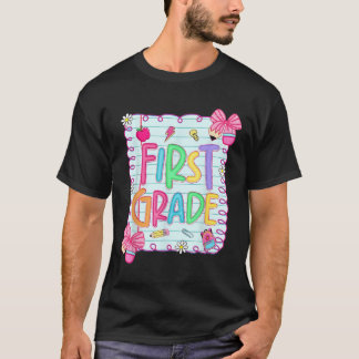 Terug naar school eerste klas Coquette potlood boo T-shirt