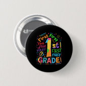 Terug naar school Eerste leerjaar Team typografie Ronde Button 5,7 Cm (Voorkant /achterkant)